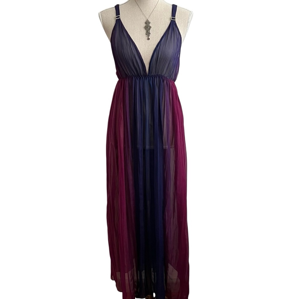 Vintage Ombre Strappy Chemise Pink Purple Blue Night Gown Size Medium ...